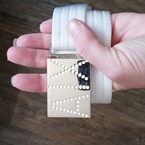 Armani Exchange White Logo Belt.